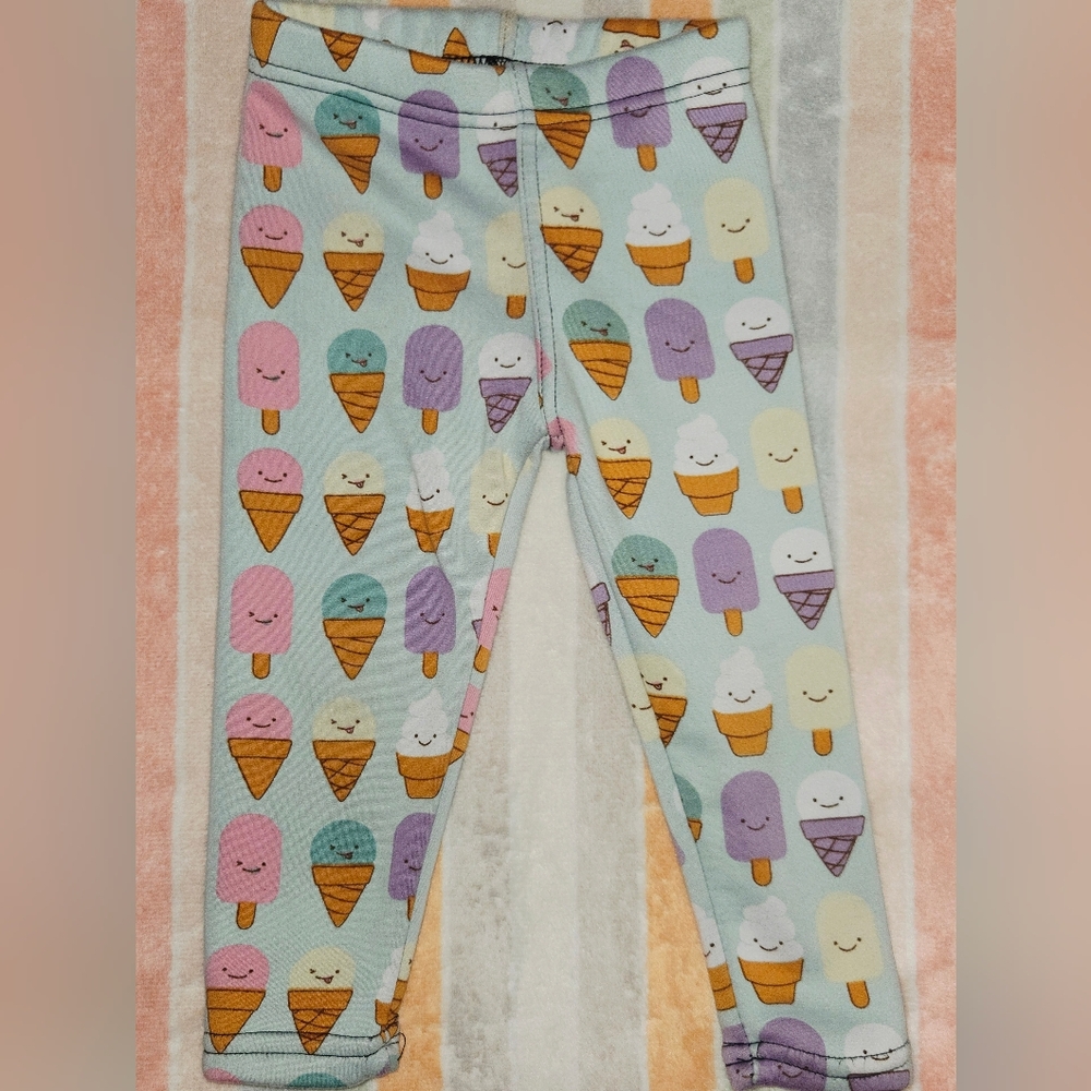 2T Ice Cream Print Lined Warm Leggings